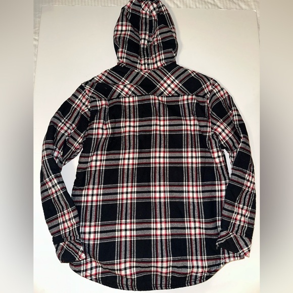 Boston Traders Men’s Sherpa Lined Shacket Jacket Black White Red Plaid Size M - Picture 11 of 11